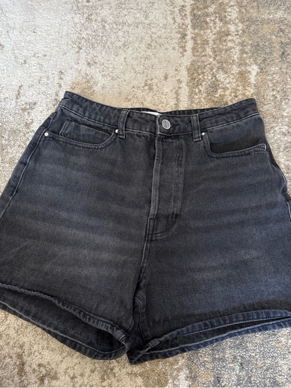 Zara Black High-Waist Denim Shorts